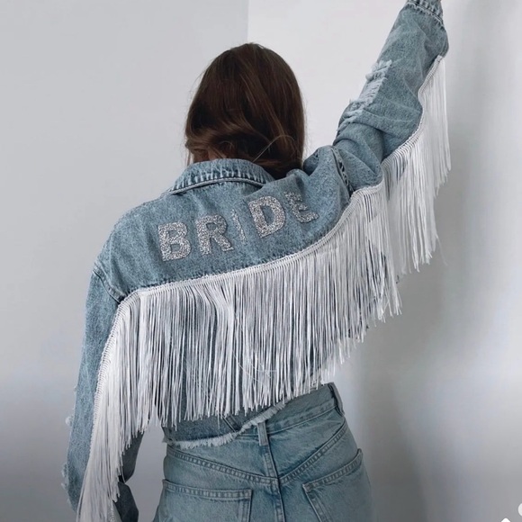 Jackets & Blazers - Boutique Bride denim jacket fringe